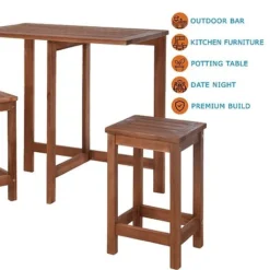 Idooka Acacia Wood Bistro Bar Set -Garden Central Sales Store VT2200360.KeyFeatures