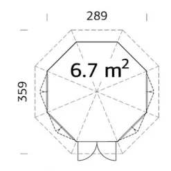 Veronica 4 6.7m2 Summerhouse 2.9m Diameter -Garden Central Sales Store Veronica206.720plan