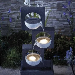 Serenity Modern Granite-Effect Cascading Bowls Water Feature -Garden Central Sales Store WEBG38812