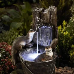 Serenity Playing Otters Water Bucket Water Feature -Garden Central Sales Store WEBG39433