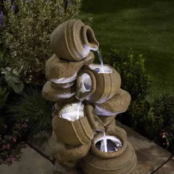 Serenity Cascading Tipping Pots Stone Wall Water Feature -Garden Central Sales Store WEBG39452