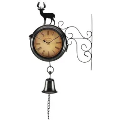 Wall Mounted Clock With Metal Stag -Garden Central Sales Store WEBG4121