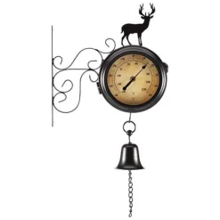 Wall Mounted Clock With Metal Stag -Garden Central Sales Store WEBG41211