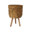 Water Hyacinth Lined Basket On Legs H45Cm D30Cm
