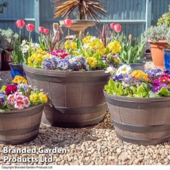 Wooden Barrel Effect Planter – Large -Garden Central Sales Store WOOD WG4806 A