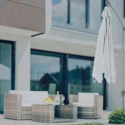 Idooka 300cm Grey Cantilever Garden Parasol - Patio Umbrella & Sun Shade -Garden Central Sales Store Windy1