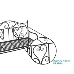 Idooka Folding Metal Bench With Heart Design -Garden Central Sales Store X77000110.Design