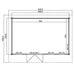 Barbados 6 Log Cabin 3.59m X 5.69m -Garden Central Sales Store barbados20620plan