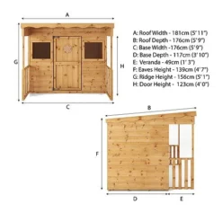 Waltons 6 X 5 Sheriff Pent Wooden Garden Playhouse -Garden Central Sales Store dahlia playhouse spec drawing SI 002 001 0072