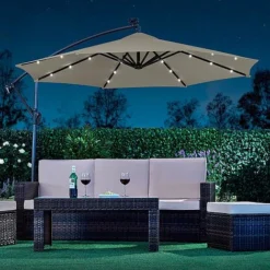 Solar LED Cantilever Parasol -Garden Central Sales Store g0588 16