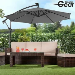 Solar LED Cantilever Parasol -Garden Central Sales Store g0588 2