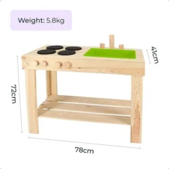 Idooka Wooden Mud Kitchen Outdoor Toy Age 4+ Role Play Playhouse Patio Garden -Garden Central Sales Store mud6