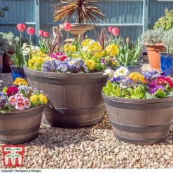 Wooden Barrel Effect Planter – Medium -Garden Central Sales Store wood bar1