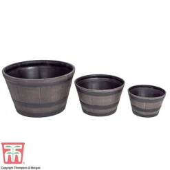 Wooden Barrel Effect Planter – Large -Garden Central Sales Store wood bar22