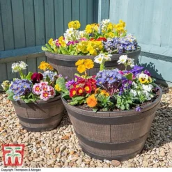 Wooden Barrel Effect Planter – Large -Garden Central Sales Store wood bar41